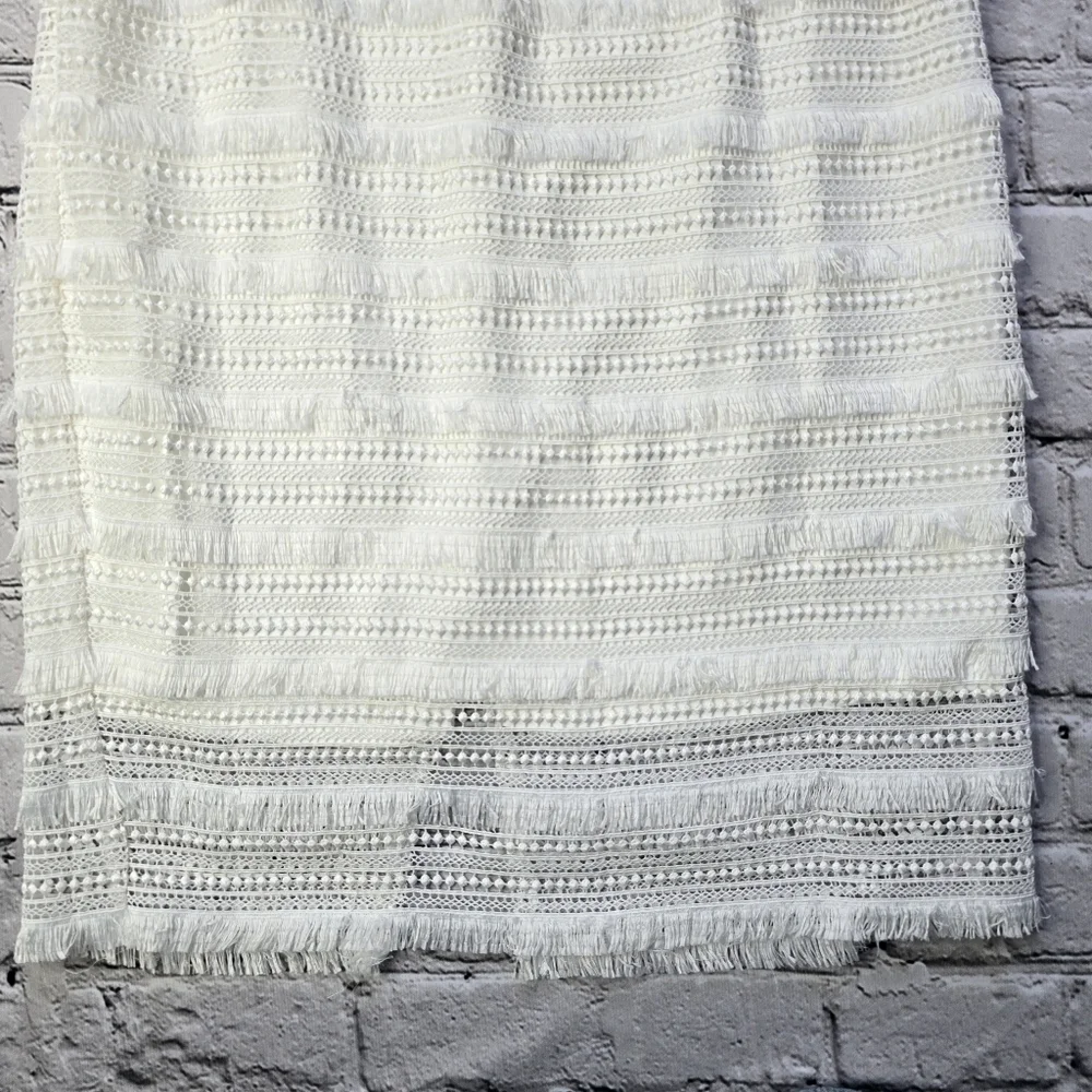 White‎ House Black Market WHBM White Fringe Crochet Accent Pencil Skirt Size 12 - Picture 3 of 12